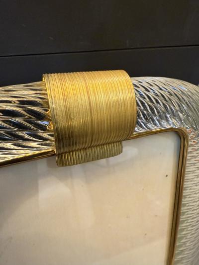  Murano Glass Clear Murano Glass and Brass Picture Frame