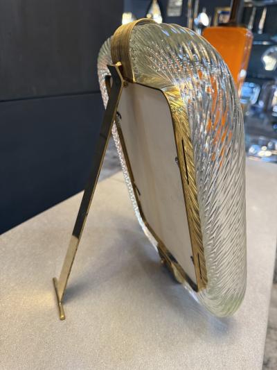  Murano Glass Clear Murano Glass and Brass Picture Frame