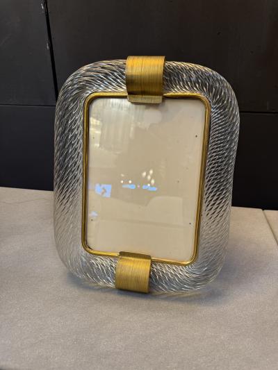  Murano Glass Clear Murano Glass and Brass Picture Frame