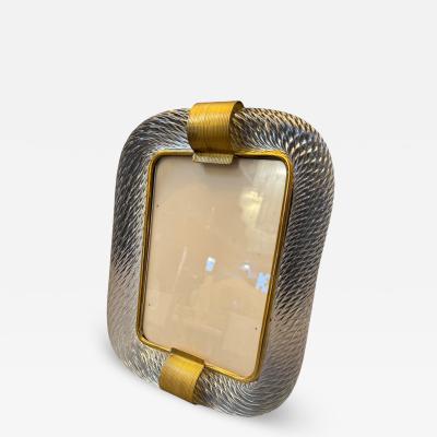  Murano Glass Clear Murano Glass and Brass Picture Frame