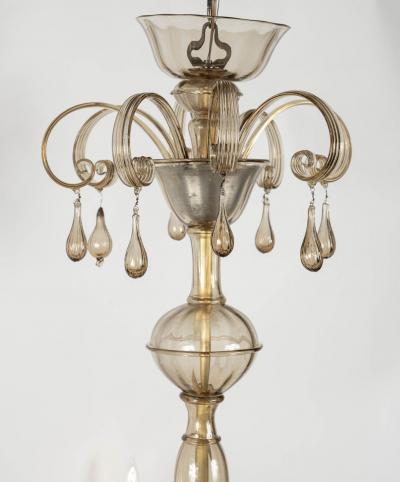  Murano Glass Clear Taupe Color Glass Murano Chandelier