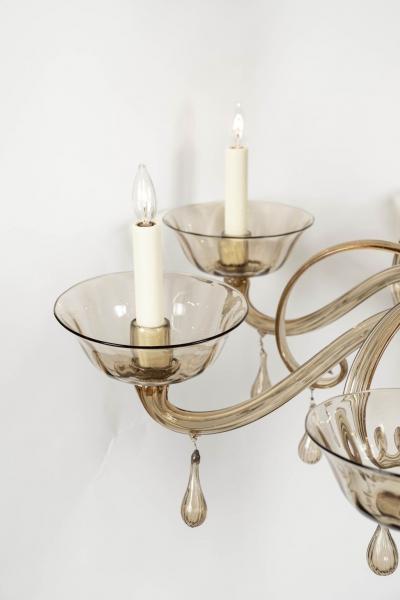  Murano Glass Clear Taupe Color Glass Murano Chandelier