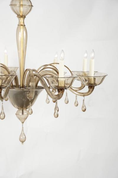  Murano Glass Clear Taupe Color Glass Murano Chandelier