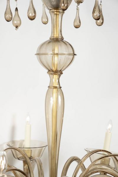  Murano Glass Clear Taupe Color Glass Murano Chandelier