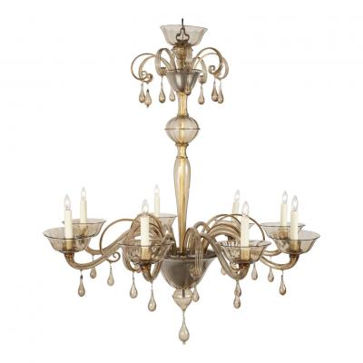  Murano Glass Clear Taupe Color Glass Murano Chandelier
