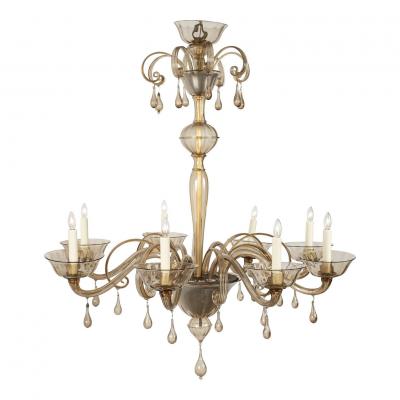  Murano Glass Clear Taupe Color Glass Murano Chandelier