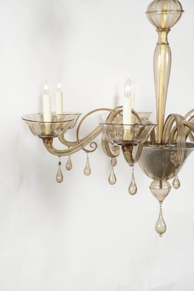 Murano Glass Clear Taupe Color Glass Murano Chandelier