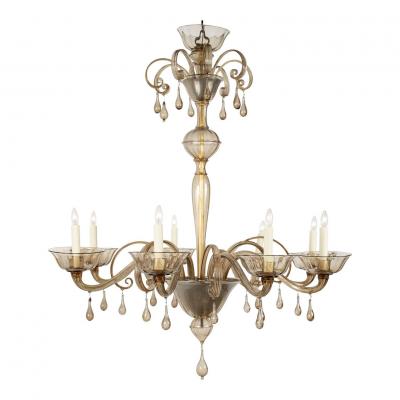  Murano Glass Clear Taupe Color Glass Murano Chandelier