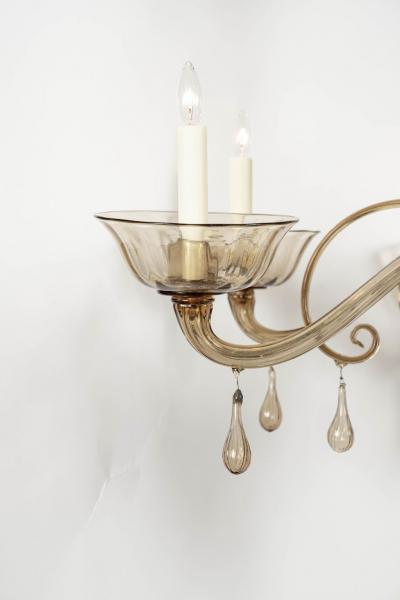 Murano Glass Clear Taupe Color Glass Murano Chandelier