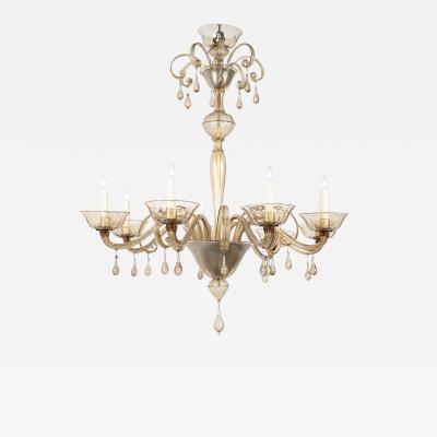  Murano Glass Clear Taupe Color Glass Murano Chandelier
