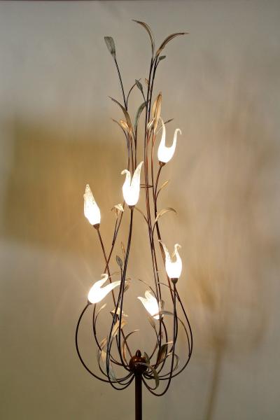  Murano Glass Mid Century Murano Glass Swan Floor Lamp Italy circa 1960 70