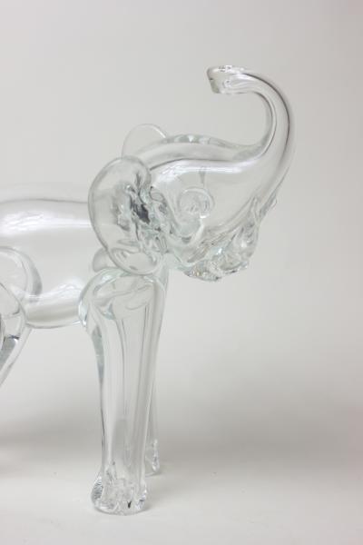  Murano Glass Murano Blown Glass Elephant Clear Art Glass Sculpture 1970 Italy