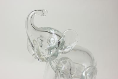  Murano Glass Murano Blown Glass Elephant Clear Art Glass Sculpture 1970 Italy