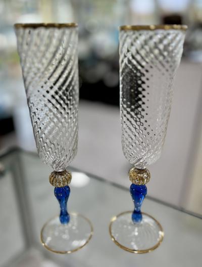  Murano Glass Murano Glass Champagne Flutes