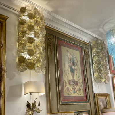  Murano Glass Pair of Golden Disc Appliques