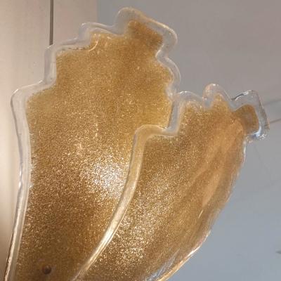  Murano Glass Pair of Murano Glass Oak Leaf shaped Gold Dust Wall Lights