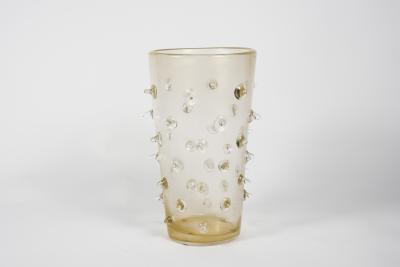  Murano Glass Pair of Murano glass vases with gold inclusion signed