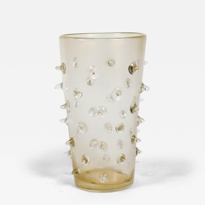  Murano Glass Pair of Murano glass vases with gold inclusion signed