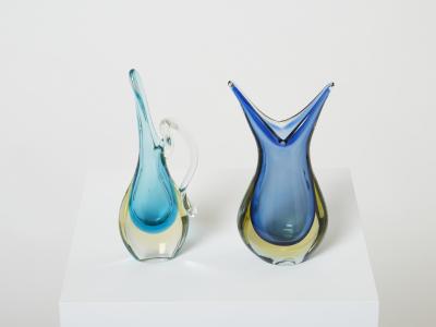  Murano Glass Set of two small vases Sommerso Murano glass 1970s