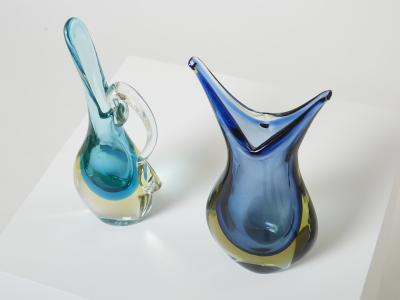  Murano Glass Set of two small vases Sommerso Murano glass 1970s