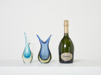  Murano Glass Set of two small vases Sommerso Murano glass 1970s