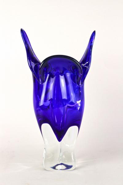  Murano Glass Sommerso 20th Century Dark Blue Murano Glass Vase Sommerso Murano Italy ca 1960 70