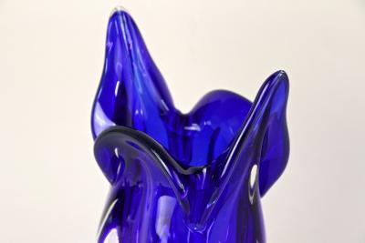  Murano Glass Sommerso 20th Century Dark Blue Murano Glass Vase Sommerso Murano Italy ca 1960 70