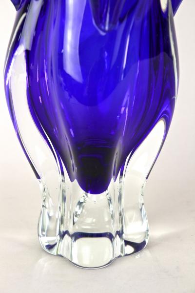  Murano Glass Sommerso 20th Century Dark Blue Murano Glass Vase Sommerso Murano Italy ca 1960 70