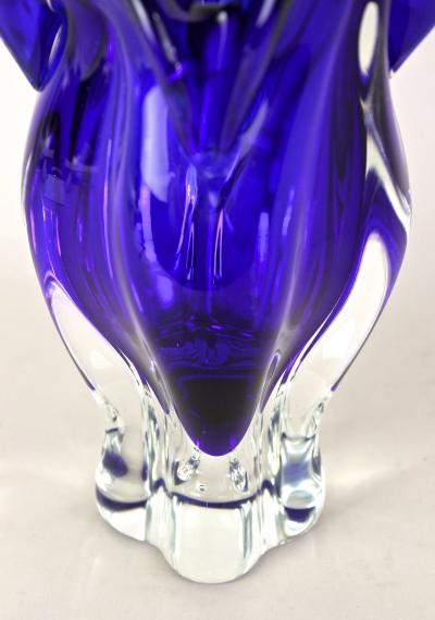  Murano Glass Sommerso 20th Century Dark Blue Murano Glass Vase Sommerso Murano Italy ca 1960 70