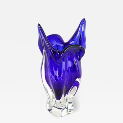  Murano Glass Sommerso 20th Century Dark Blue Murano Glass Vase Sommerso Murano Italy ca 1960 70