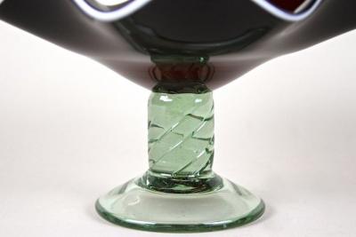  Murano Glass Sommerso 20th Century Dark Red Murano Glass Bowl Centerpiece With Green Base ca 1970