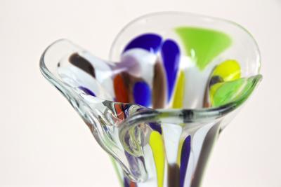  Murano Glass Sommerso 20th Century Multicolored Murano Glass Vase Italy ca 1970