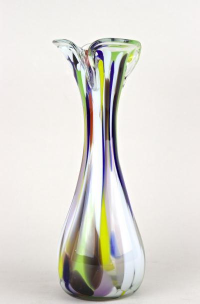  Murano Glass Sommerso 20th Century Multicolored Murano Glass Vase Italy ca 1970