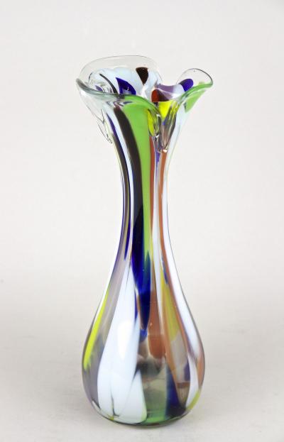  Murano Glass Sommerso 20th Century Multicolored Murano Glass Vase Italy ca 1970