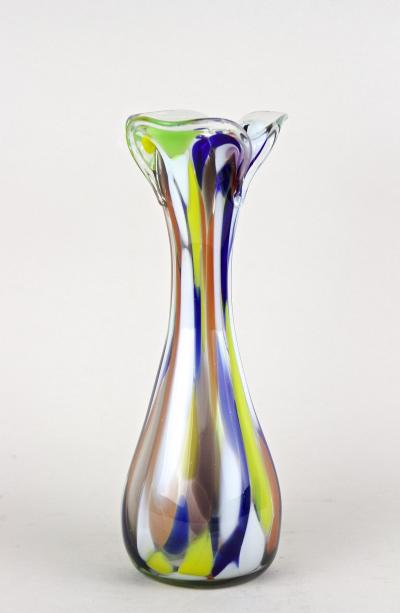  Murano Glass Sommerso 20th Century Multicolored Murano Glass Vase Italy ca 1970