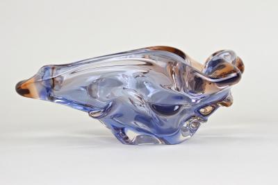  Murano Glass Sommerso 20th Century Murano Glass Bowl Ashtray Blue Amber Italy circa 1960