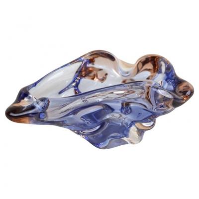  Murano Glass Sommerso 20th Century Murano Glass Bowl Ashtray Blue Amber Italy circa 1960