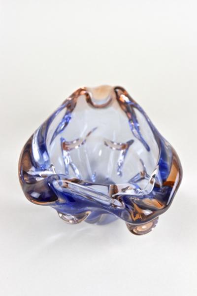  Murano Glass Sommerso 20th Century Murano Glass Bowl Ashtray Blue Amber Italy circa 1960