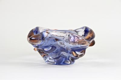  Murano Glass Sommerso 20th Century Murano Glass Bowl Ashtray Blue Amber Italy circa 1960