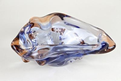 Murano Glass Sommerso 20th Century Murano Glass Bowl Ashtray Blue Amber Italy circa 1960