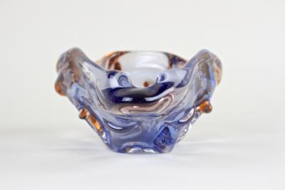  Murano Glass Sommerso 20th Century Murano Glass Bowl Ashtray Blue Amber Italy circa 1960