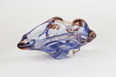 Murano Glass Sommerso 20th Century Murano Glass Bowl Ashtray Blue Amber Italy circa 1960