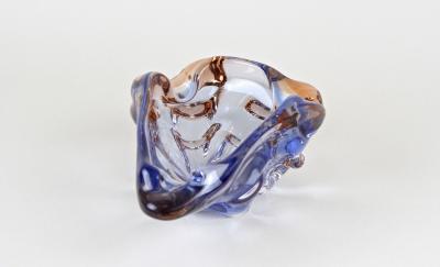  Murano Glass Sommerso 20th Century Murano Glass Bowl Ashtray Blue Amber Italy circa 1960