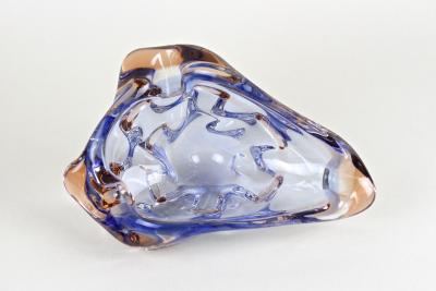  Murano Glass Sommerso 20th Century Murano Glass Bowl Ashtray Blue Amber Italy circa 1960