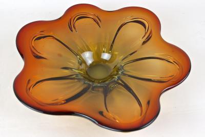  Murano Glass Sommerso 20th Century Murano Glass Centerpiece Bowl Red Amber Colored IT ca 1970