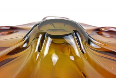  Murano Glass Sommerso 20th Century Murano Glass Centerpiece Bowl Red Amber Colored IT ca 1970