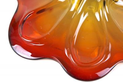  Murano Glass Sommerso 20th Century Murano Glass Centerpiece Bowl Red Amber Colored IT ca 1970