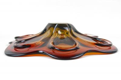  Murano Glass Sommerso 20th Century Murano Glass Centerpiece Bowl Red Amber Colored IT ca 1970