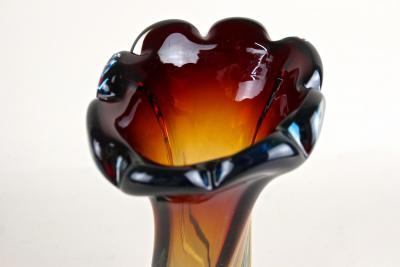  Murano Glass Sommerso 20th Century Murano Glass Vase Amber Dark Red Blue Mid Century IT ca 1960