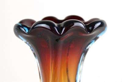  Murano Glass Sommerso 20th Century Murano Glass Vase Amber Dark Red Blue Mid Century IT ca 1960